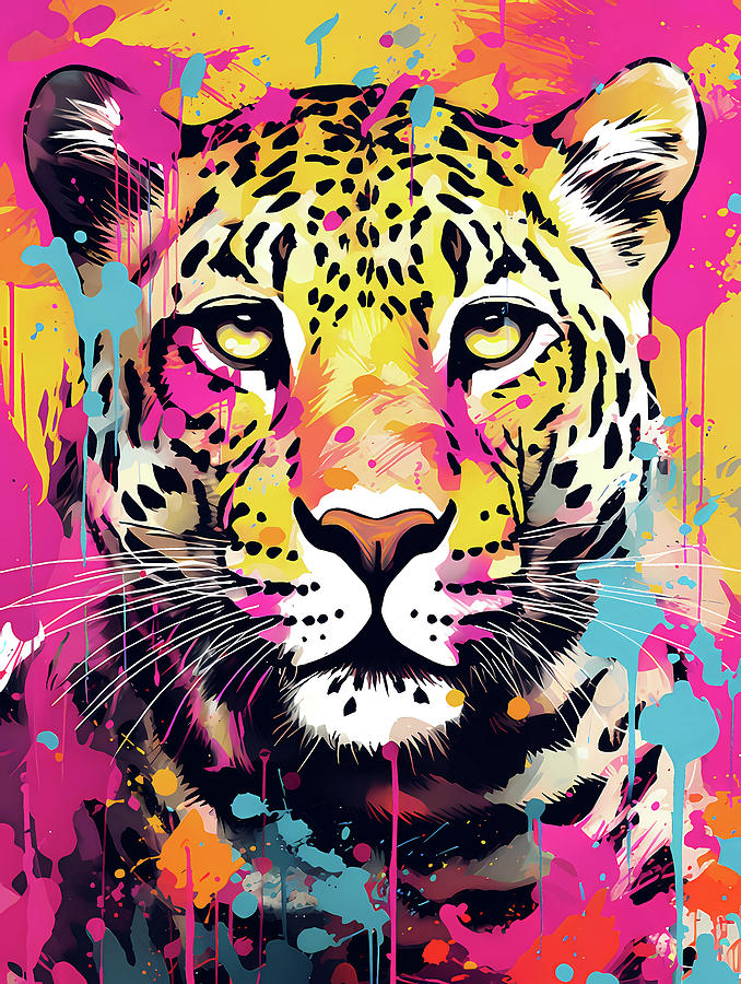 Handsome Jaguar Pop Art Portrait Digital Art by Julio Cesar - Fine Art ...