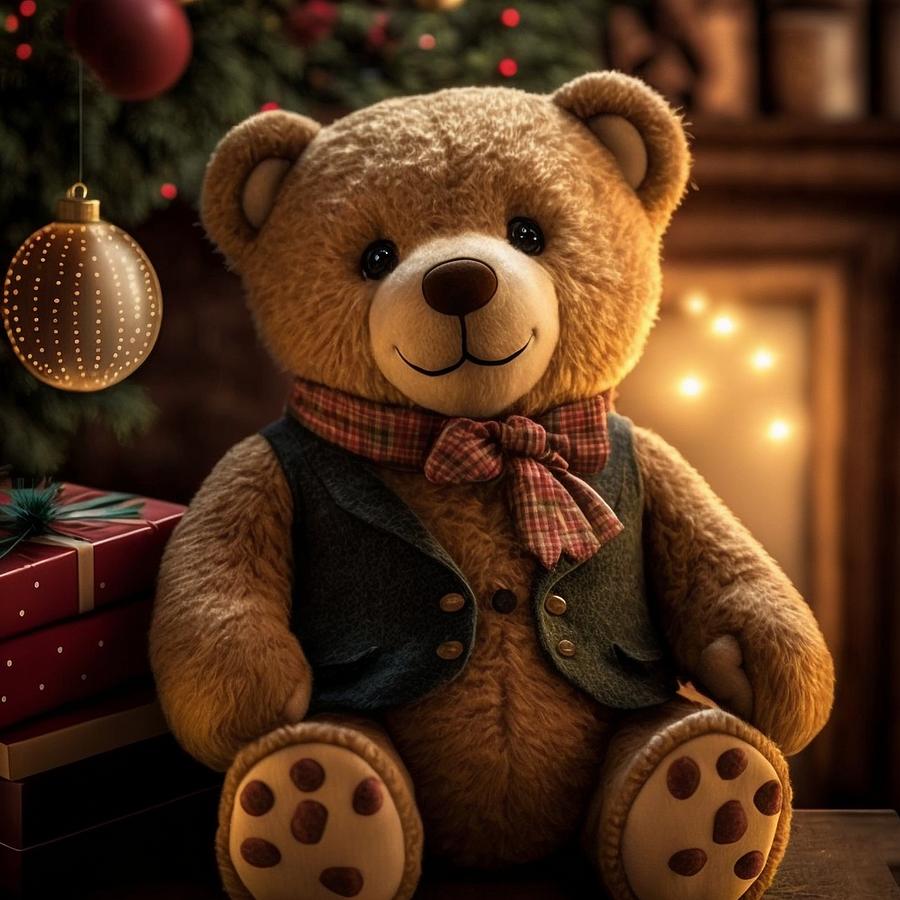 Handsome Teddy Bear in Christmas Digital Art by Carlos Quiros - Fine ...