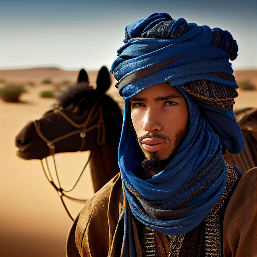 Handsome young Tuareg man wearing blue turban k deb b cde ee ae by Asar ...