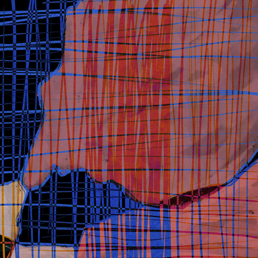 Handwoven 1 - Contemporary Abstract Painting In Red And Blue Digital Art