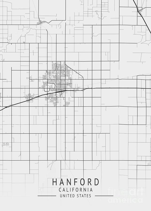 Hanford California Us Gray City Map Digital Art By Tien Stencil Fine Art America 0038