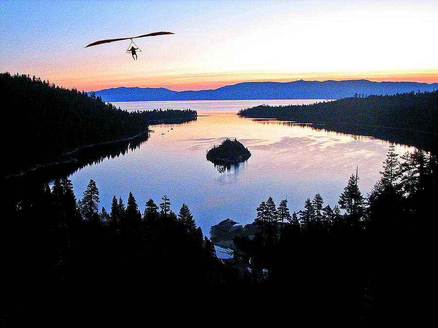 Hang Gliding over Emerald Bay Photograph by Neil Pankler