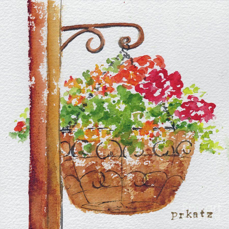 Hanging Basket Painting by Pat Katz