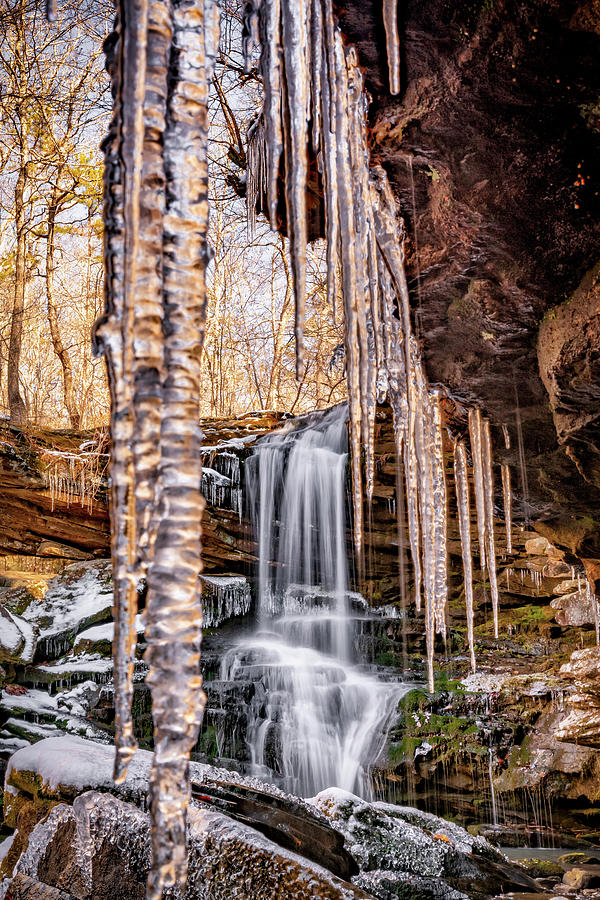 Hanging Icicles And Magnolia Falls - Ozark National Forest Photograph by Gregory Ballos