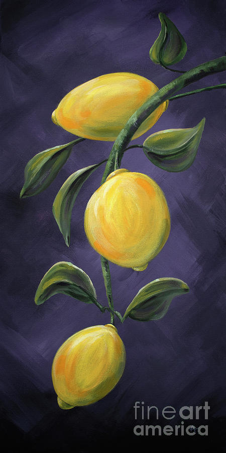 Hanging in There - Lemons painting Painting by Annie Troe