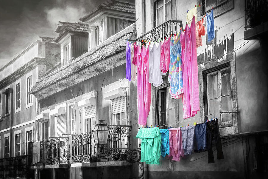 Hanging Laundry Lisbon Portugal  Photograph by Carol Japp