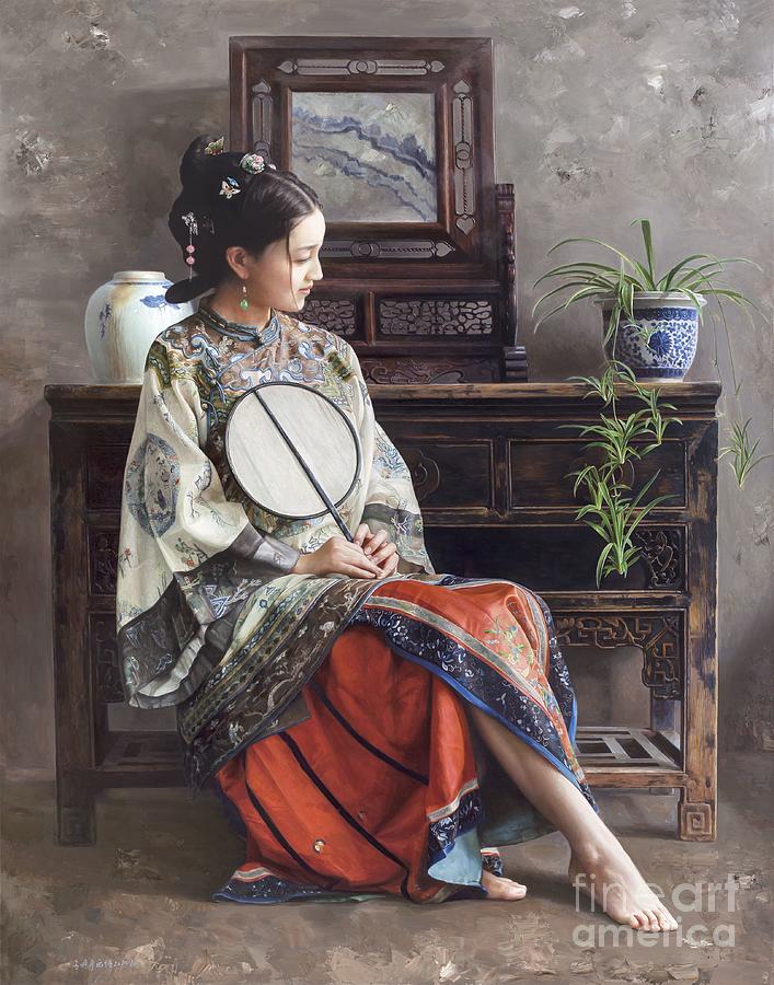 Hanging Orchid Painting by Mingyue Wang Hanging Orchid Painting by Mingyue Wang