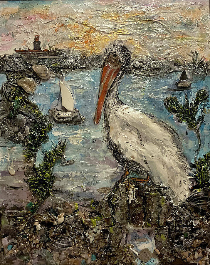 Waiting for fish to Steal as the Boats come Sailing in Painting by Susan Orosz Waiting for fish to Steal as the Boats come Sailing in Painting by Susan Orosz