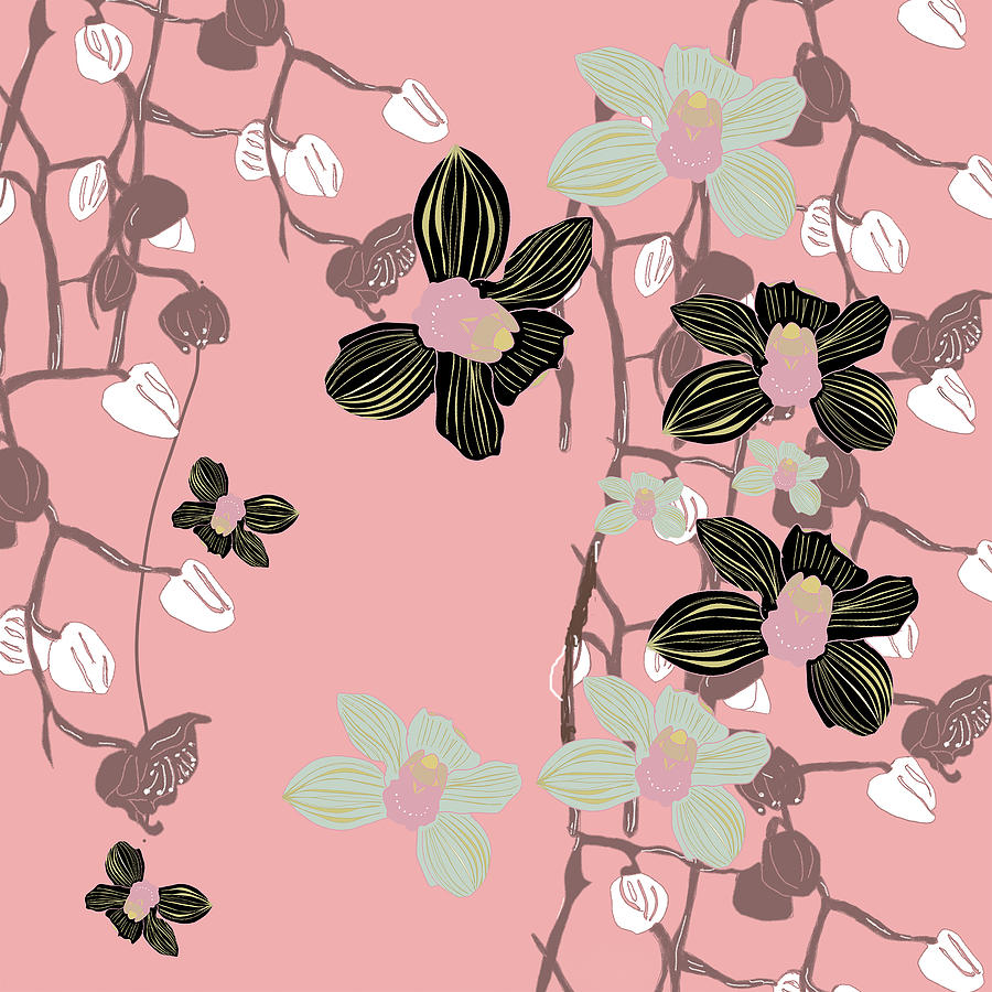 Hanging Pink Orchids Painting