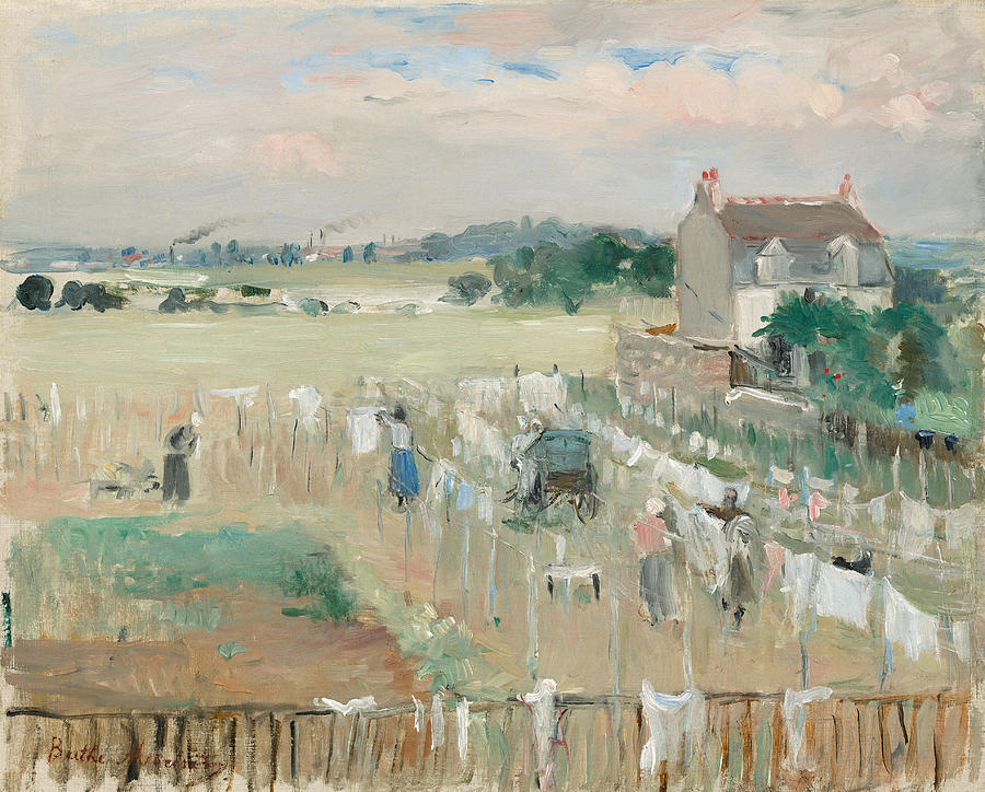 Impressionism Painting - Hanging the Laundry out to Dry, 1875 by Berthe Morisot