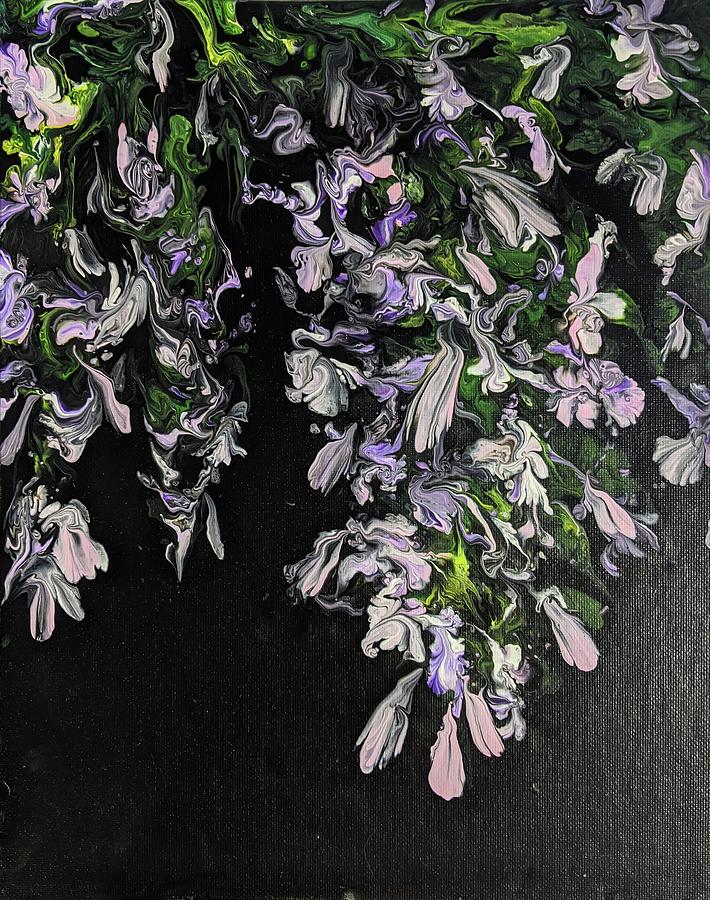 Hanging Wisteria On Black Painting