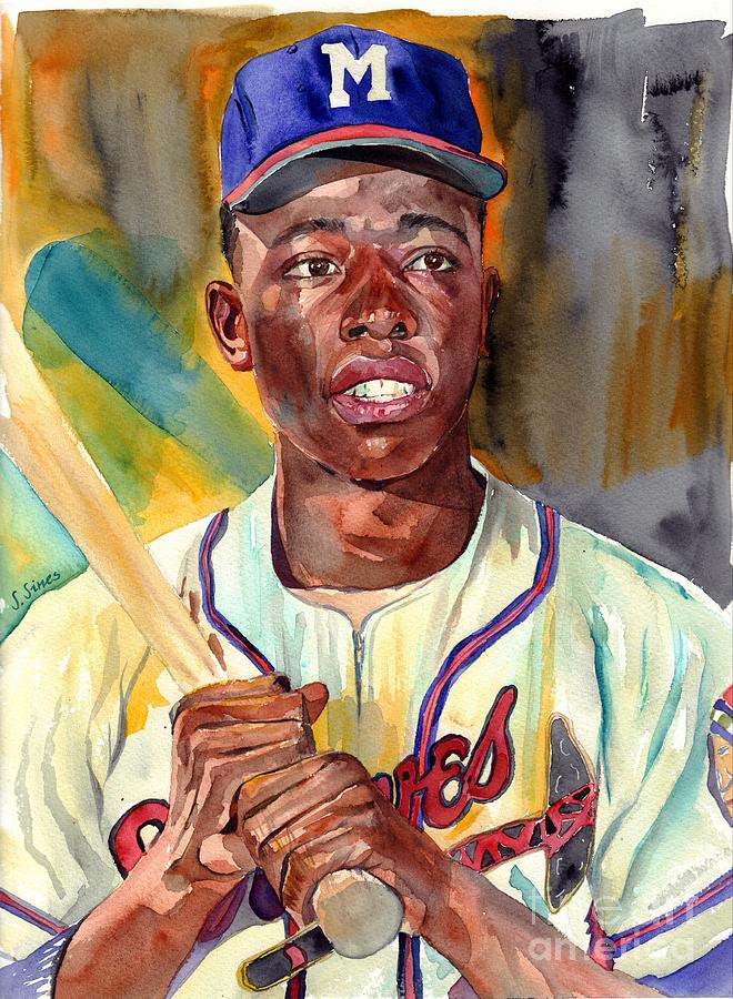 Hank Aaron Painting - Hank Aaron Baseball Star by Suzann Sines