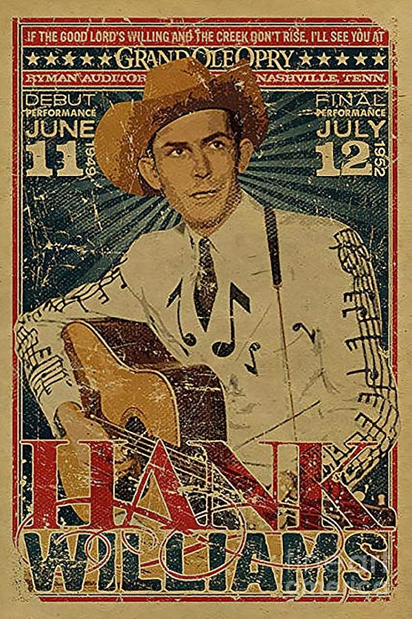 Hank Williams Vintage Grand Ole Opry Concert Painting by Finley Lewis ...