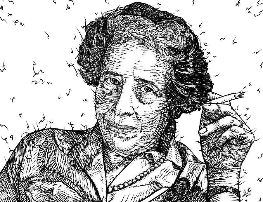 HANNAH ARENDT ink portrait .1 Drawing by Fabrizio Cassetta - Fine Art ...