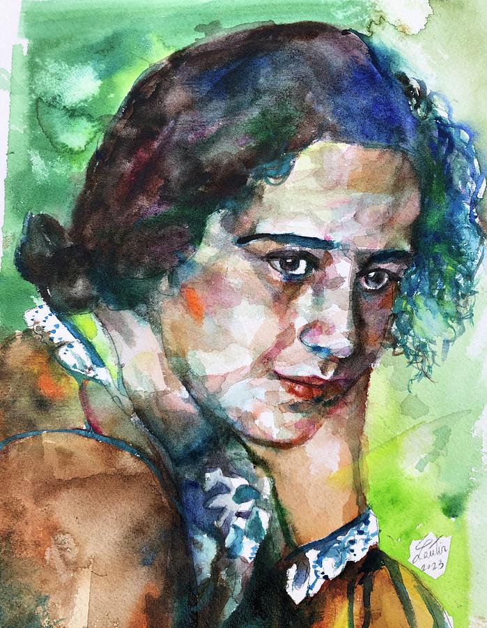 HANNAH ARENDT watercolor portrait .3 Painting by Fabrizio Cassetta - Pixels