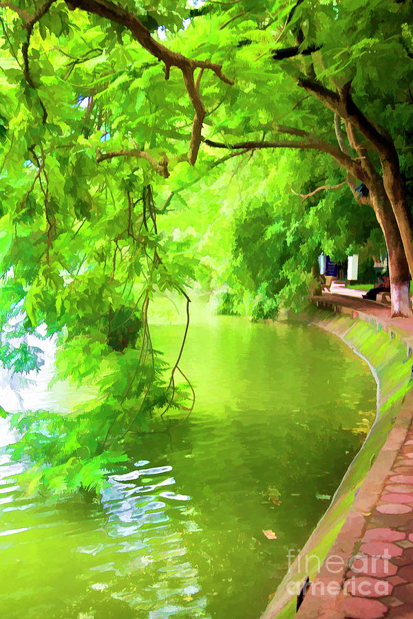 Hanoi Hoan Kiem Lake Creative Art Color  Photograph by Chuck Kuhn