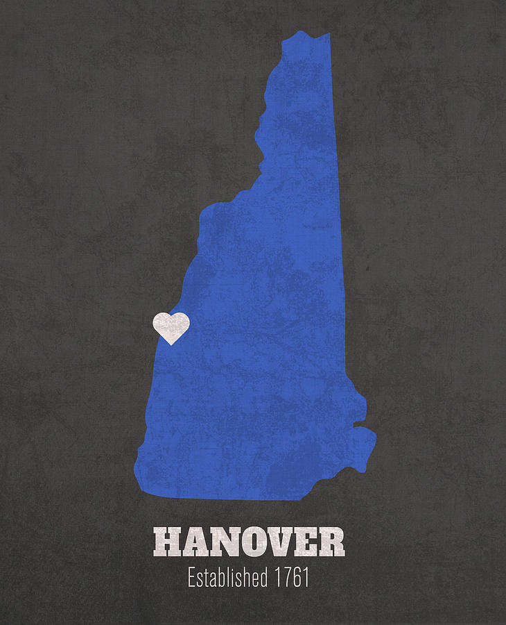 Hanover New Hampshire City Map Founded 1761 University of New Hampshire 