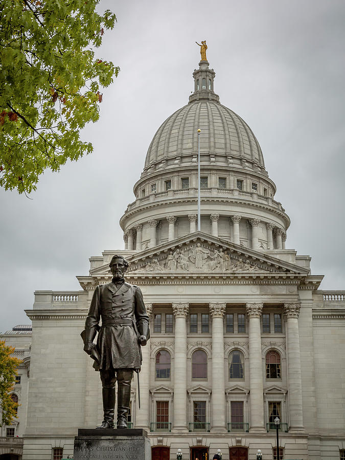 Hans Christian Heg Statue at Capital Building Photograph by Adam Romanowicz