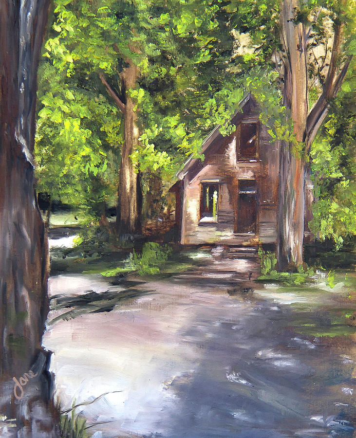 Hansel and gretel abandoned house in Ophir Utah Painting by Nila Jane Autry