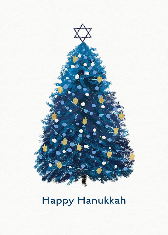 Hanukkah Tree- Art by Linda Woods Mixed Media by Linda Woods