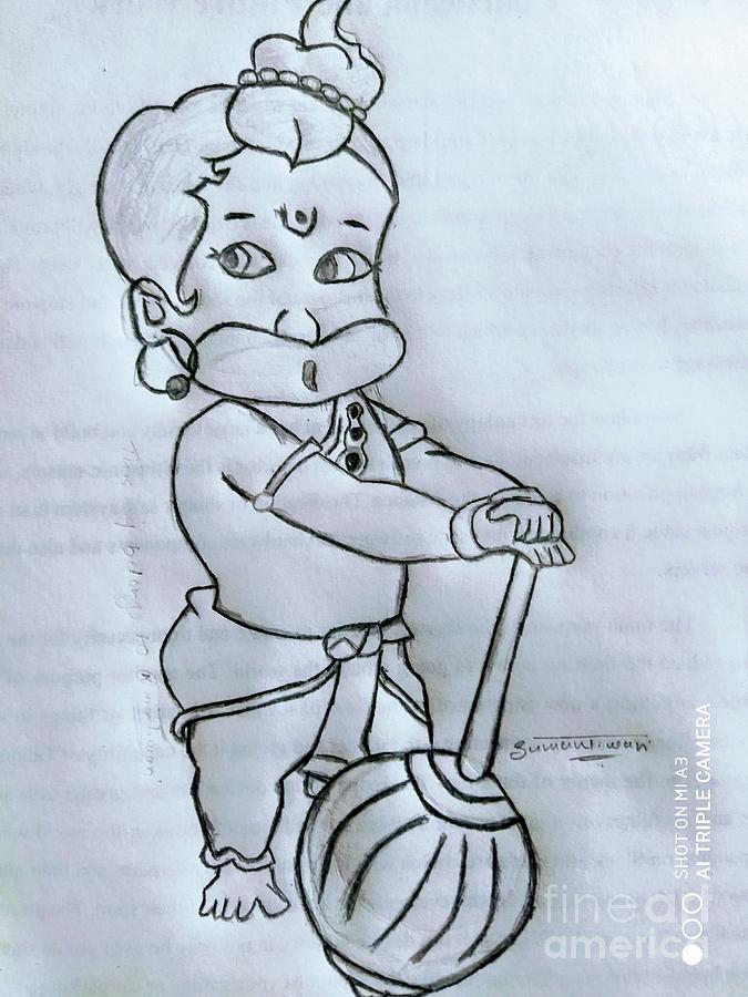 simple lord hanuman Pencil drawing/god hanumanji pencildrawing - YouTube