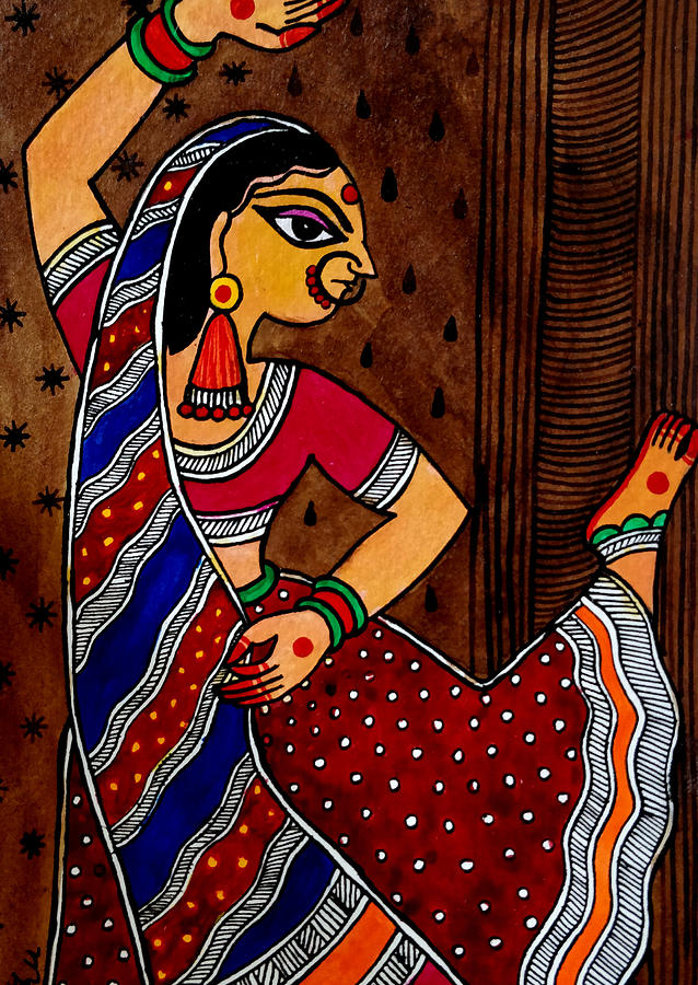 Hanuman Madhubani/Mithila Painting Painting by Madhubani Motifs - Fine ...