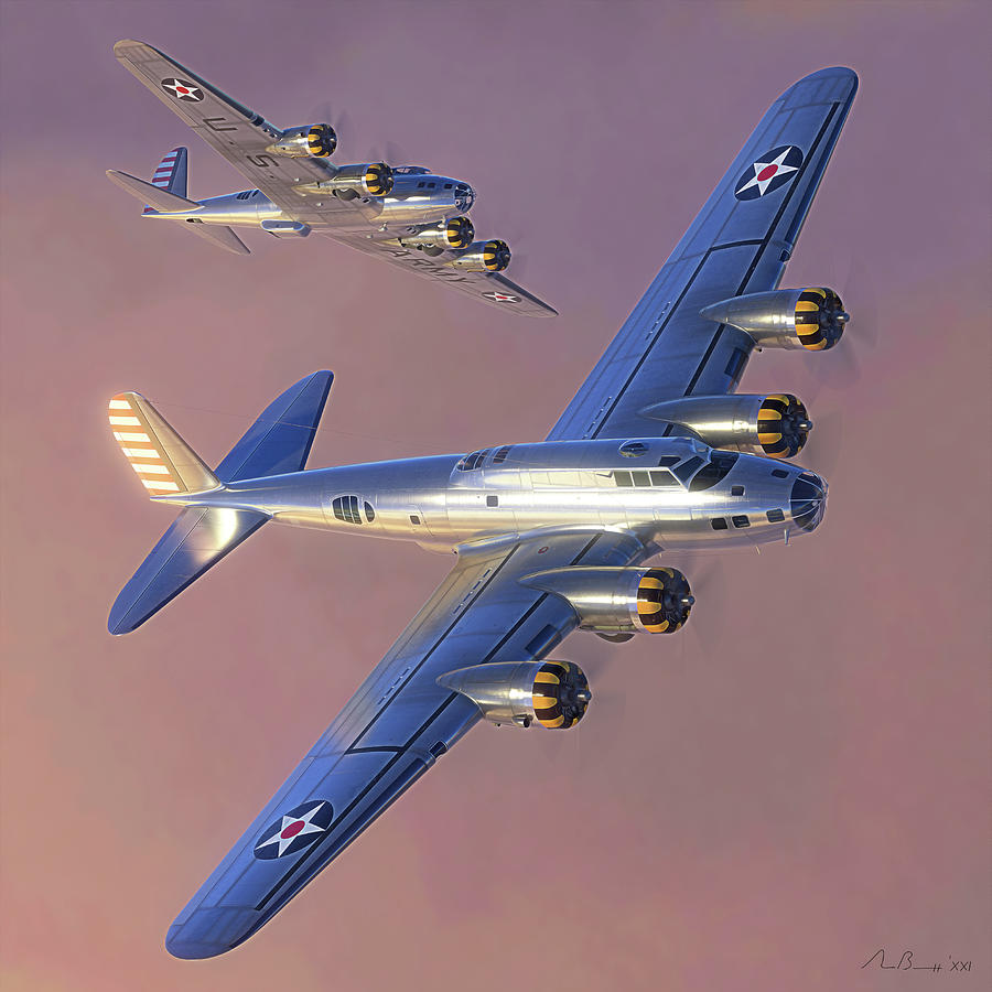 B-17 Digital Art - Hap Arnolds Early Birds by Hangar B Productions