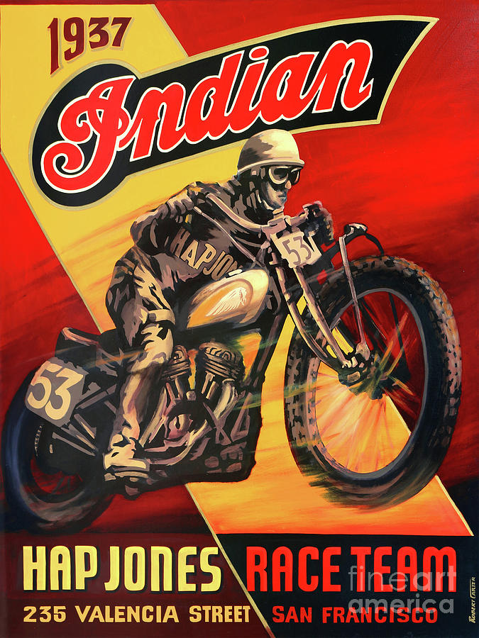 Motorcycle Painting - Hap Jones Indian by Roberto Cartega