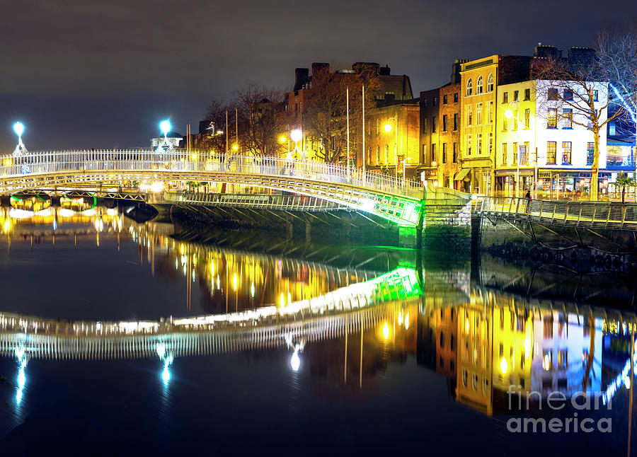 HaPenny Bridge Nights in Dublin Ireland Photograph by John Rizzuto