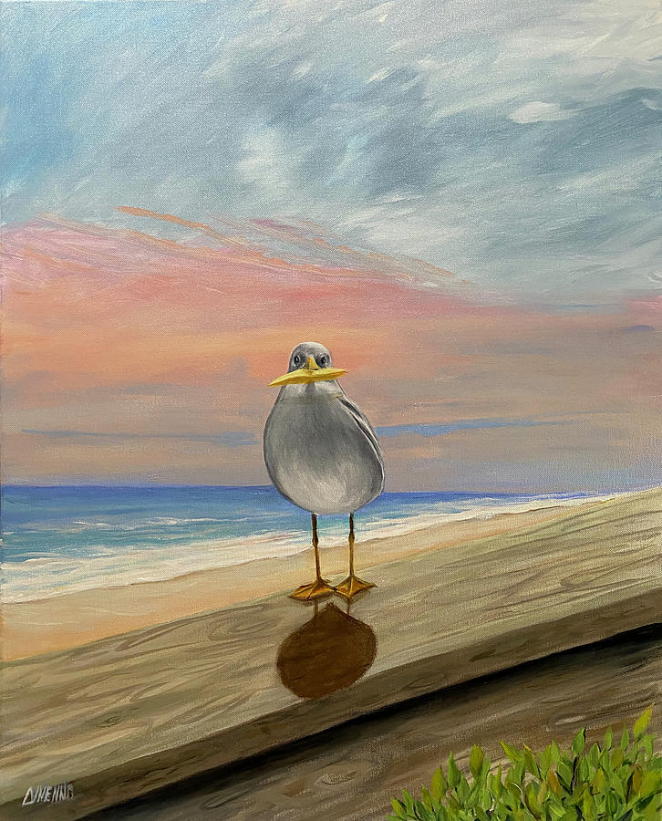 Happier than a Seagull with a French Fry Painting by Sue Dinenno