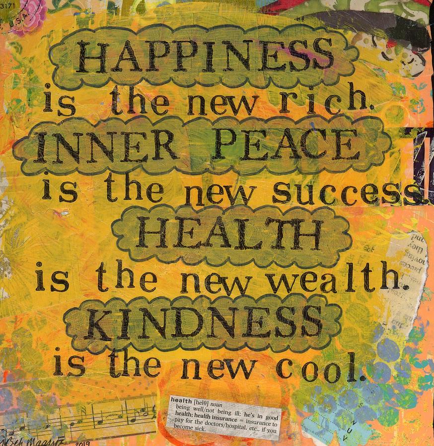 Happiness is the New Rich Mixed Media by Mary Beth Harris Maassen ...