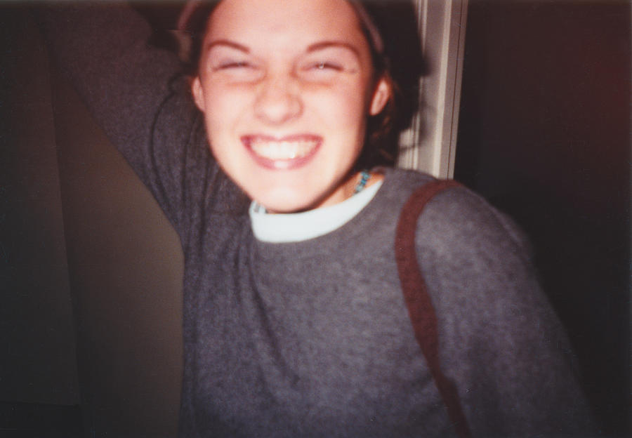 Happiness: Vintage 90s Teenager Candid Moment Smiling with Toothy Grin Photograph by Jena Ardell