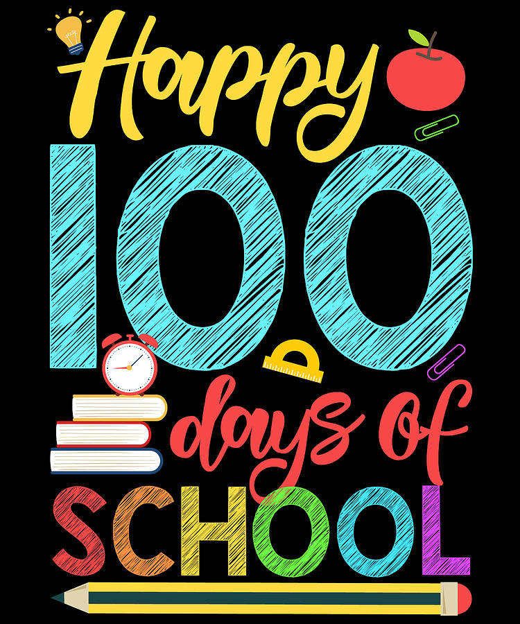 Happy 100 Days Of School Shirt For Teacher Or Child Digital Art By