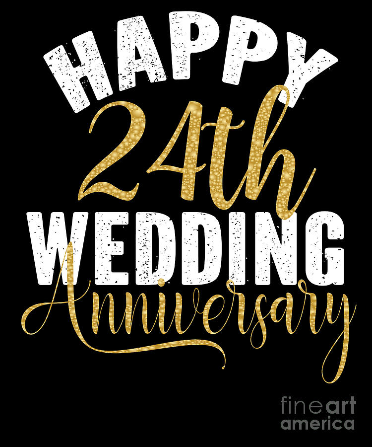 Happy 24th Wedding Anniversary Matching Gift For Couples Graphic Art Grabitees 