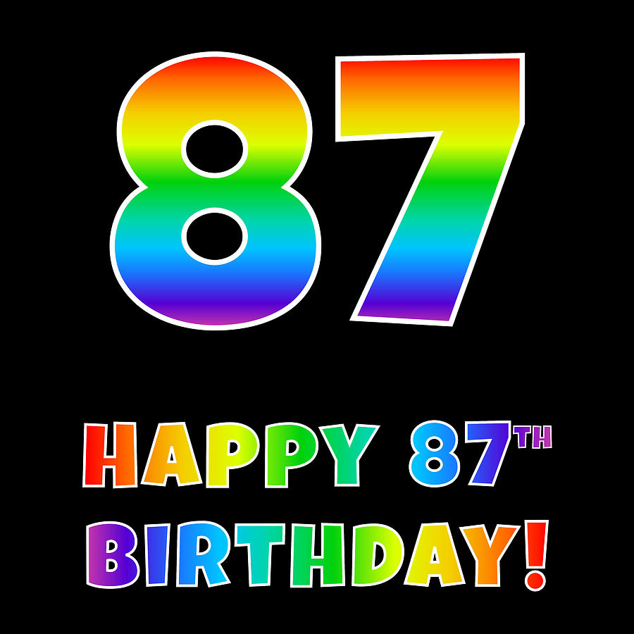 Happy 87th Birthday - Multicolored Rainbow Spectrum Gradient Digital ...