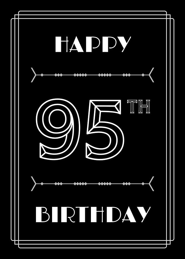 Happy 95th Birthday Art Deco Inspired Look Geometric Number Digital