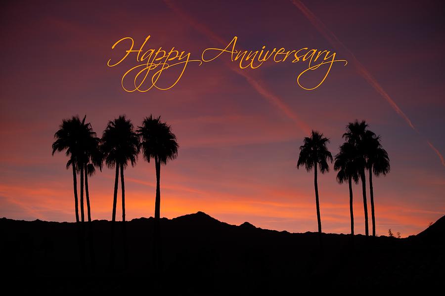 Happy Anniversary Palm Trees Silhouette Photograph by Bonnie Colgan