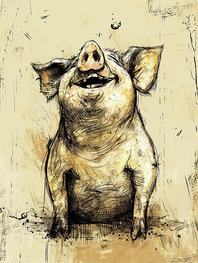 Happy as a pig in Digital Art by Michael Lees