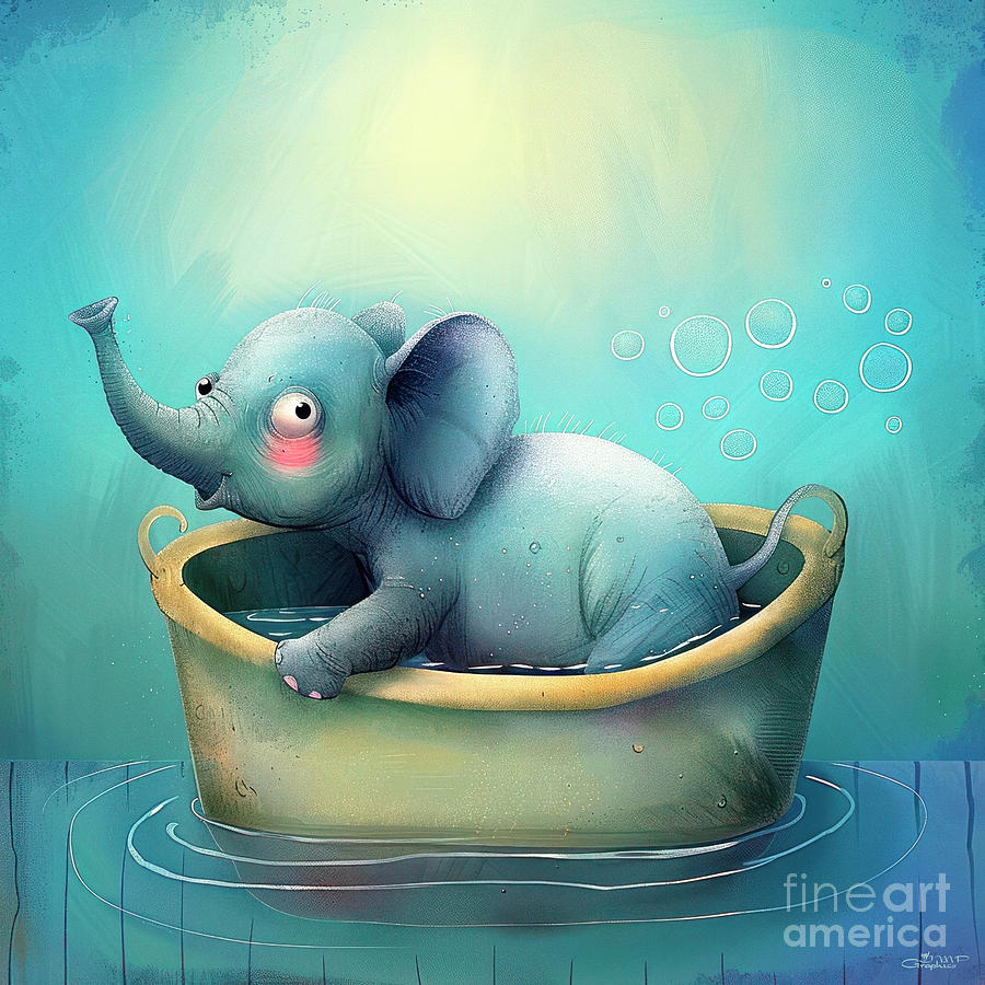 Happy Baby Elephant Digital Art by Jutta Maria Pusl