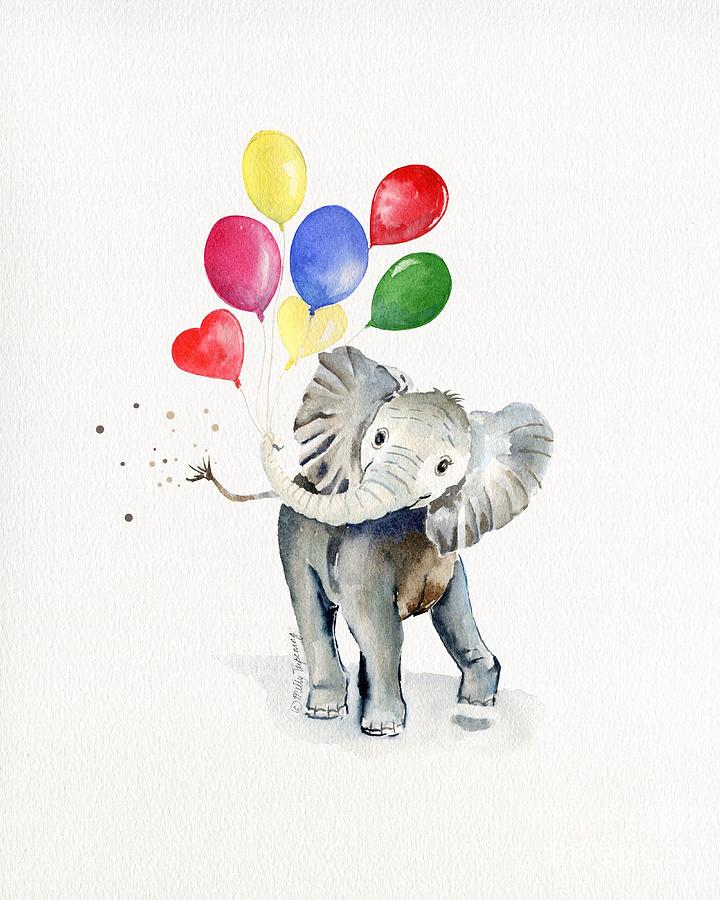 Happy Baby Elephant Painting by Melly Terpening
