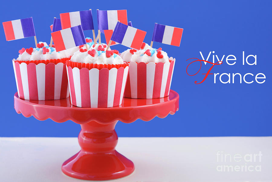 Happy Bastille Day cupcakes. Photograph by Milleflore Images