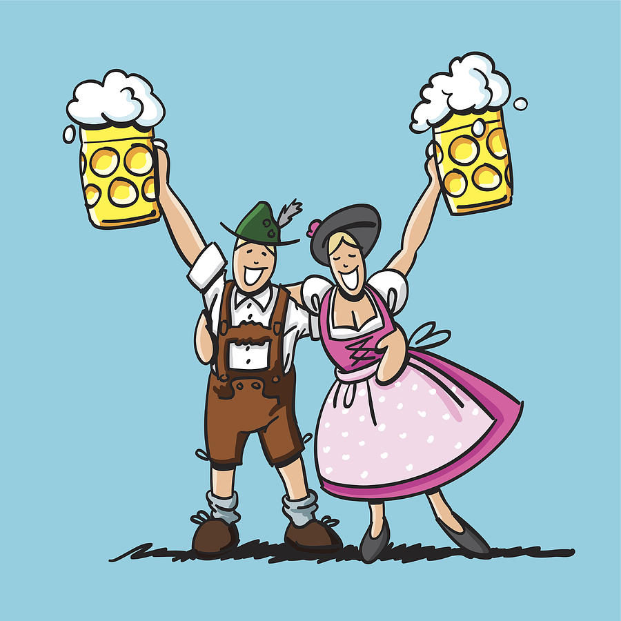 Happy Beer Fest Couple Beer Drawing by FrankRamspott