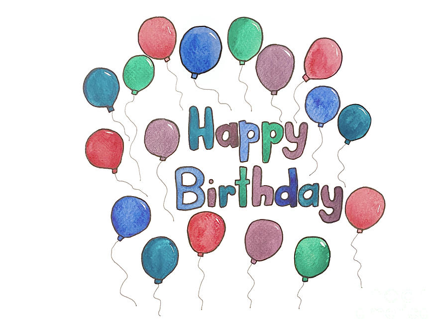 Happy Birthday Balloons Mixed Media by Lisa Neuman