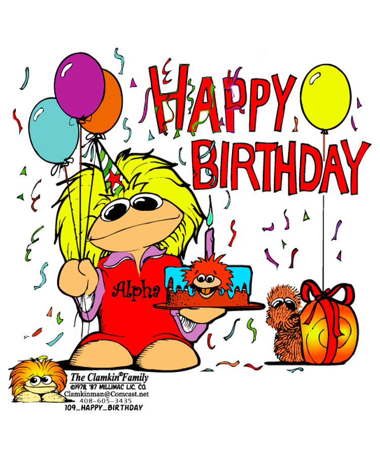 Happy Birthday Cake and Balloons Alpha and toon Painting by Miller ...