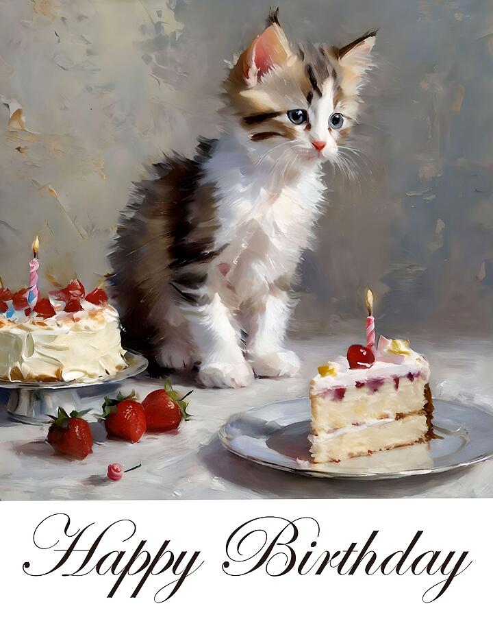 Cake Mixed Media - Happy Birthday Charlie Card by Abbie Shores