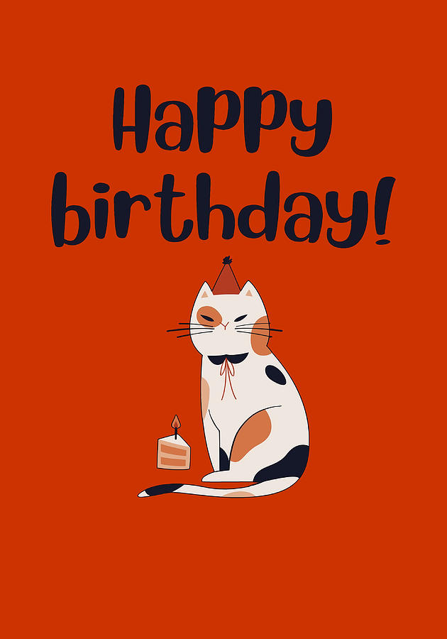 happy birthday cute cat Poster tumblr Painting by Craig Leanne - Pixels