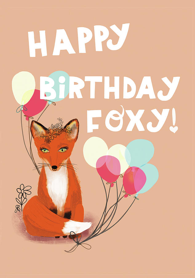 Happy Birthday Foxy Painting by Blenda Studio