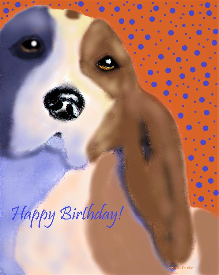 Happy Birthday from the Party Hound Drawing by Angela Davies