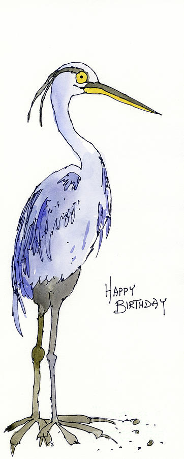 Happy Birthday Heron Painting by Norma Appleton