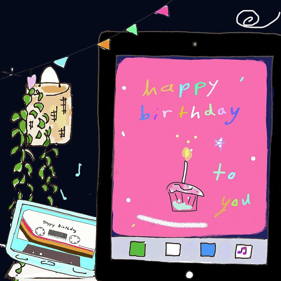 happy birthday Ipad Drawing by Ashley Rice